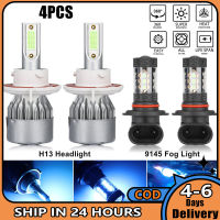 4ชิ้นไฟหน้ารถมอเตอร์ไซค์แบบ Led ชุดหลอดไฟเสริมไฟตัดหมอก HI/LO หม้อน้ำรถยนต์อะลูมิเนียม8000K ใช้ได้กับ Ford F-150 2004-2014