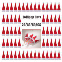 Mini Santa Claus Lollipop หมวก Christmas Candy Cover ของขวัญปีใหม่สำหรับเด็กคริสต์มาส Noel ตกแต่งสำหรับ Home 204060Pcs