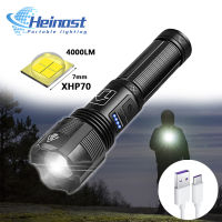 4 Core Led Flashlight XHP70.2 Aluminum Alloy Torch escopic Zoom Lantern 18650 Battery USB-C Rechargeable Emergency Lighting