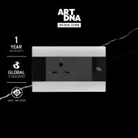 ART DNA รุ่น A88 Single 3 Pin Socket+Blank สีซิลเวอร์ ขนาด 2x4" design switch สวิตซ์ไฟโมเดิร์น สวิตซ์ไฟสวยๆ ปลั๊กไฟสวยๆ