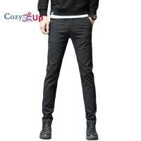 Cozy Up กางเกงขายาวผู้ชายแฟชั่น Chinos,กางเกงสีพื้นแบบพอดีตัว