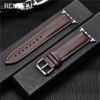 REMZEIM Calfskin Leather Watchband for Apple Watch Band Series 7/6/5/4/3/2/1 Sport Bracelet 42mm 38mm 45mm 44mm 40mm Brown Black