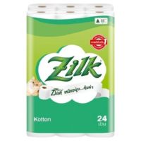 Zilk ซิลค์ คอตตอน กระดาษทิชชูม้วน หนา 2 ชั้น 24 ม้วน กระดาษชำระ