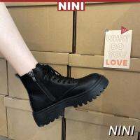 CODLi Ji raya kasut perempuan Boots Female British Boots Student All-Matching and Handsome Motorcycle Boots Platform Ankle Boots【NINI】