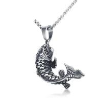 Classic Mens Carp Pendant Necklace 316L Stainless Steel Casting Lucky FishChain Male Fitness Sport Jewelry