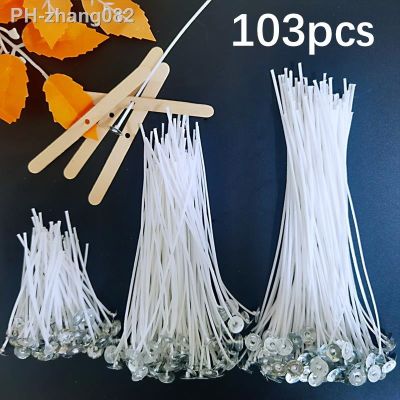 Multiple Sizes Waxed Cotton Thread Candle Wick 103pcs/set Smokeless Wick amp; Holder Candle Making Set Accessories Wicks Bracket