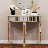 ARTLOGE 90x35x80.5cm โต๊ะขนาดใหญ่ Half-Round Mirrored Console Table เฮมิไซเคิล โต๊ะทางเข้า Sturdy Legs