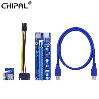 CHIPAL VER006C Pcie Pci-e Pci Express Riser Card 1x To 16x GPU Usb 3.0 Extender Riser X1 X16 Card Adapter SATA 6Pin Power Cable Cables