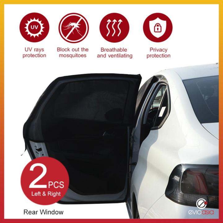 (2 PCS) Car Window Sun Shade Mesh Cover (Big, Rear Window) Lazada