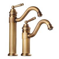 Basin Faucet Bathroom Hot And Cold Faucet Swivel Spout Antique Bronze Deck Mounted Vessel Sink Vanity  Water Taps ZR115