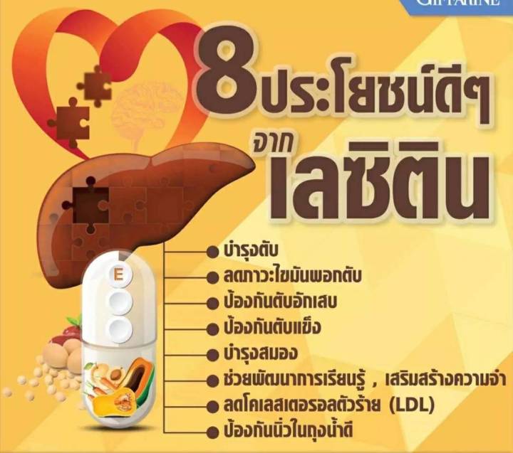 เลซิติน-กิฟฟารีน-lecithin-giffarine-ผลิตภัณฑ์เสริมอาหาร-เลซิติน-ผสมแคโรทีนอยด์-และวิตามินอี-ชนิดแคปซูลนิ่ม-ขนาด-60-แคปฃูล-พร้อมส่ง