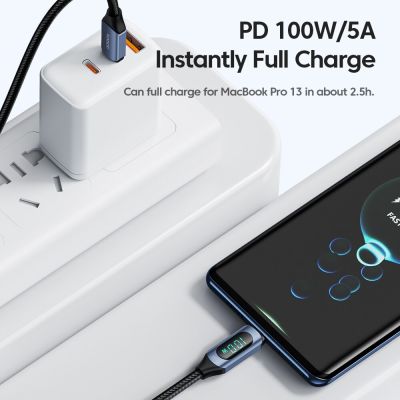 สายชาร์จ Toocki Type C To Type C 100W PD ชาร์จเร็ว USB C ถึง USB C สายสัญญาณภาพสำหรับ POCO F3 Realme Macbook Ipad