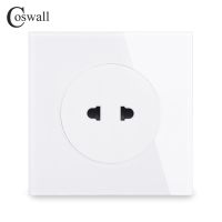 【CW】 Coswall Crystal Glass Panel Universal 2 Hole Wall Power Socket Outlet 10A With Children Protective Door R11 series 250V