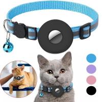 ☁❍ Anti-Lost Pet Cat COLLAR สำหรับ Apple Airtag ป้องกัน Tracker Locator Loss-proof Positioning ปลอกคอสัตว์เลี้ยงสะท้อนแสงพร้อมกระดิ่ง