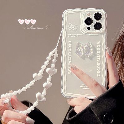 【YF】✺  Bow Lanyard for iPhone 13 12 XR X XS Transparent Wrist Chain Shockproof Back Cover
