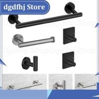 Dgdfhj Shop Bathroom Accessories Hardware Set Robe Hook Towel Rail Bar RackRound Black Stainless Steel Shelf Tissue toilet Paper Holder DIY