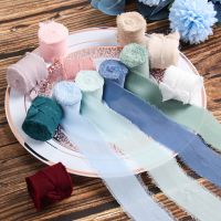 【hot】！ 4CMx5M Frayed Edged Wrinkle Silk Wedding Invitation Wrapping Sheer Fringe Bridal Bouquet