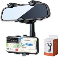 360°Rotatable and Retractable Car Phone Holder, Multifunctional Adjustable Mount, Universal Rearview Mirror Phone Holder for All Mobile Phones