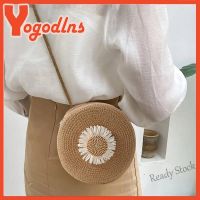 【Ready Stock】 ∏□ C23 Yogodlns Summer Round Straw Women Rattan Woven Shoulder Bag Handmade Bohemian Crossbody Bag