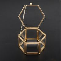 2021 NEW Hexagon Clear Glass Jewelry Box Wedding Ring Box Geometric Jewellery Organizer Box Showcase Container Watches box