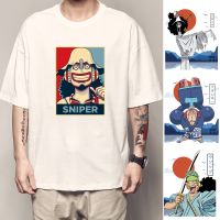 เสื้อยืด ผ้าฝ้ายแท้ Anime LUFFY Sniper Black Unisex T shirt Oversize One Piece Design