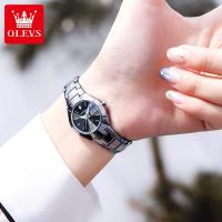 OLEVS Tungsten Steel Ladies Watches Set Rhombus Mirror Waterproof Luminous Calendar Gold Wristwatch Quartz Watch For Women Set