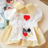 Puppy Dress  Clothes Dog Outfits for Outdoor Flying Sleeve Press Button Doll Collar Cute Printing Adorable Windproof Good Ductil Dresses