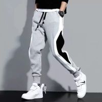 [M-5XL] Color matching drawstring casual Plus size jogging pants Korean fashion personality Chubby trousers for men