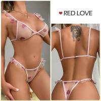 Pajamas Temptation Transparent Set Thong Bras Mesh Sleepwear Out Hollow Underwear Embroidery Lace Women Set Lingerie Porn Sexy