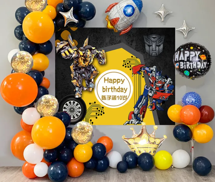 112 pieces Transformers children's birthday party theme background wall  poster decoration balloon set 10-year-old boy scene layout | Lazada PH