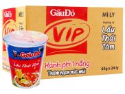 Thùng Mì Ly VIP lẩu thái tôm Gấu Đỏ 24 Ly x 65gr