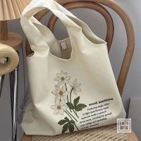 【BA】▫▦ Original plant hand-painted illustration shoulder bag student schoolbag literature and art simple small fresh shopping commuter canvas bag