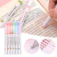 YH4F 6PCS คริสมาสต์ กราฟฟิตี สีสันสดใส เส้นโค้งเส้น ดอกไม้-รูปร่าง ไฮไลท์เน้นข้อความ ปากกามาร์กเกอร์ รวมแบบบูรณาการ ปากกาเน้นข้อความโค้ง หลายรูปทรง