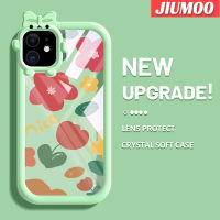 เคส JIUMOO สำหรับ iPhone 11 Pro 11 Pro Max เคสแฟชั่นลายดอกไม้สวยสีสันสดใสน่ารักกล้องมอนสเตอร์น้อยนิ่มสำหรับเลนส์เคสมือถือกันกระแทกแบบใสเรียบง่ายฝาครอบป้องกันซิลิโคนความคิดสร้างสรรค์โปร่งใส