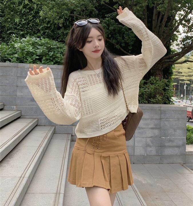 ☁️ เสื้อไหมพรมถัก แขนยาว คอกลม สายเกาหลีสุดๆ สินค้าพร้อมส่ง ( 98201 ...