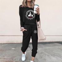 Womens Winter Suit JOTT Printed Trend Pattern 2pcs Sports Pullover Solid Color Casual Fashion Women Clothing Ladies Suit