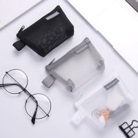 Mini Mesh Pencil Cases Nylon Transparent 3D Triangular Coin Purse Key Bag