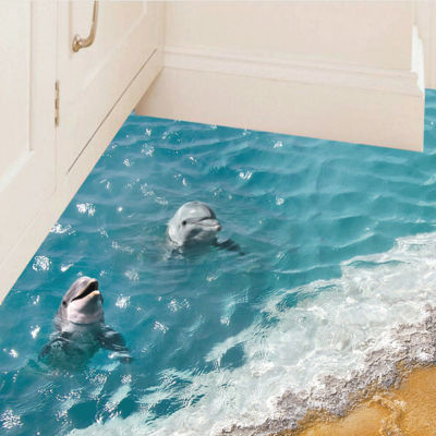 【SALE】 nancarenko1977 3D สติกเกอร์ติดพื้นลายปลาวาฬ,สติกเกอร์ติดกระเบื้องทะเลวอลเปเปอร์ธีมมหาสมุทรสำหรับตกแต่งบ้านห้องนั่งเล่น