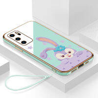 เคสoppo a16 กรอบสีทองชุบด้วยไฟฟ้า รวมทุกอย่าง ฝาหลัง วัสดุ TPU ป้องกันการหล่น ป้องกันการชนกัน กันน้ำ สายรัดข้อมือการ์ตูนน่ารัก เคสโทรศัพท์มือถือ