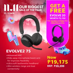 Jabra Evolve2 75 Uc Wireless Headset With 8-Microphone Technology -  Bluetooth Headphones Anc, Usb-C Bluetooth Adapter | Lazada Ph