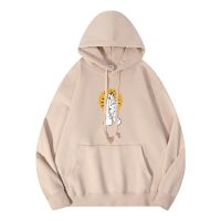 Autumn/Winter 2023 Apricot Womens Hooded Sweatshirt Funny Print High Street Wool Coil Cotton Casual Loose Pullover Couple