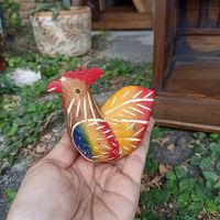 1ตัว ไก่ ไก่แจ้ 5x8x7cm ไม้แกะสลัก ตุ๊กตาไก่ ตุ๊กตาไม้ โมเดลไก่ ไม้ Chicken doll wooden carved model