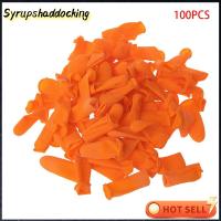 SYRUPSHADDOCKING 100PCS กันลื่น น้ำยางธรรมชาติ เครื่องมือทำเล็บ ปลอกนิ้ว ถุงมือยาง ถุงมือป้องกัน เตียงลายนิ้วมือสีส้ม