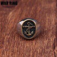 WXE RING แหวนสมอย้อนยุคและคลาสสิกแหวนทหารตุรกีสีดำสไตล์ผู้ชาย