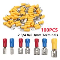 100/50Pcs Insulated Seal Spade Wire Connector Female Crimping Terminals 2.8mm 4.8mm 6.3mm Electrical Crimp Terminal Set