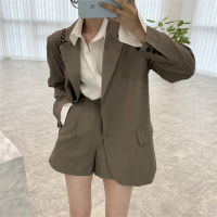 HziriP Women Retro Two Pieces Sets Gentle 2021 Chic Straight Shorts Work Wear Hot Vintage Autumn Office Lady Blazers New Suits