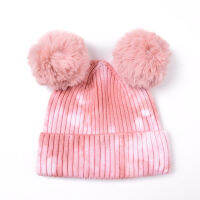 Personalized Simple Girl Rabbit Wool fur Knitted Crimping Printing Embroidery Custom Name Hat for Women Winter Hairball Warm