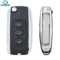 [A Car Home] สำหรับ Bentley สไตล์ Silver ด้านข้างดัดแปลง Flip Remote Key Shell 3ปุ่มสำหรับ VW Volkswagen B5 Remote Key Shell พร้อม Uncut HU66