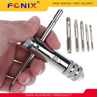 FONIX ปรับ T-จับวงล้อแตะผู้ถือประแจ5ชิ้น M3-M8 3-8มิลลิเมตรเครื่องเจาะแตะสกรูกระทู้เมตริกเสียบแตะชุด DIY เครื่องมือบิดบิต