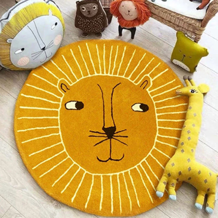 baby-play-mats-crawling-carpet-kids-room-floor-rugs-plush-round-cartoon-rabbit-lion-cotton-game-playmat-children-room-decoration